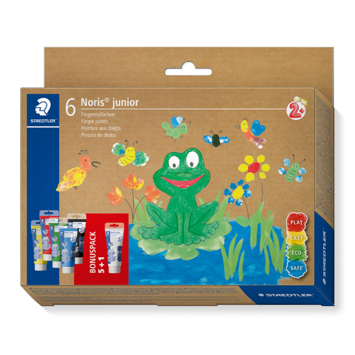 Noris Junior Fingerfarben 6x75 ml in der Gruppe Kids / Basteln für Kinder / Malfarbe für Kinder / Fingerfarben bei Pen Store (130641)