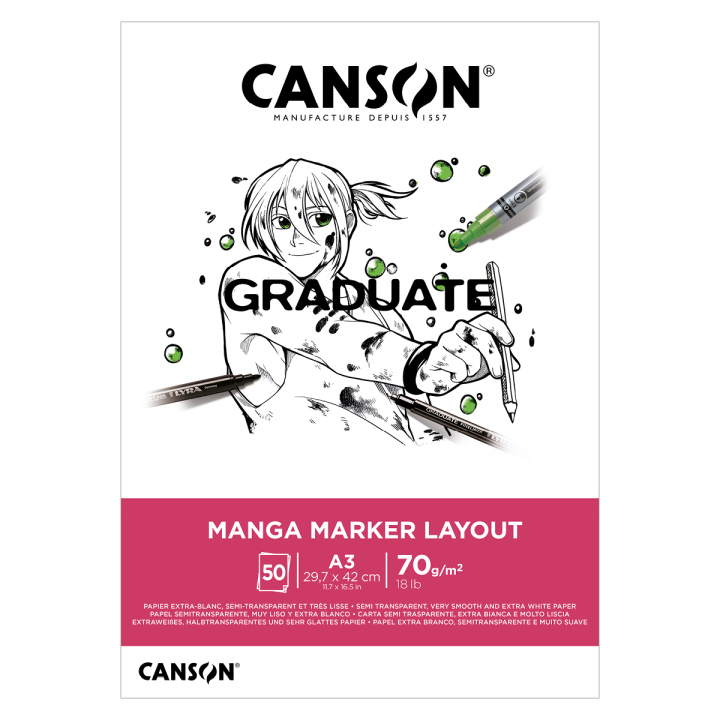 Graduate Manga Marker Layout Pad A3 70 g in der Gruppe Papier & Blöcke / Künstlerblöcke / Zeichenblöcke bei Pen Store (130659)