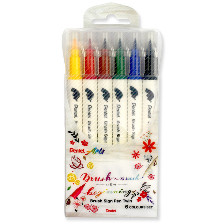 Brush Sign Pen Twin 6 stk in der Gruppe Stifte / Künstlerstifte / Pinselstifte bei Pen Store (130901)