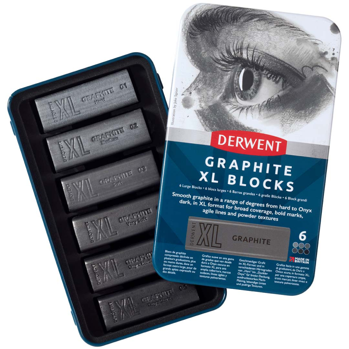 Graphitint XL Blocks Tin 6er-Set in der Gruppe Künstlerbedarf / Buntstifte und Bleistifte / Grafit- und Bleistifte bei Pen Store (131409)