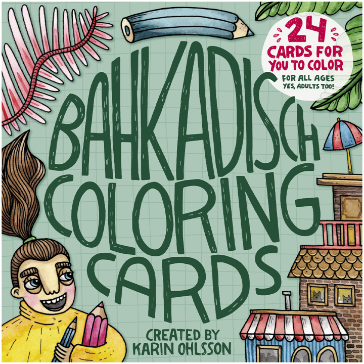 BahKadisch Coloring Cards Green in der Gruppe Basteln & Hobby / Bücher / Malbücher für Erwachsene bei Pen Store (131516)