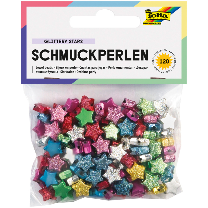 Schmuckperlen Glittery Stars 120er-Pack in der Gruppe Kids / Spaß und Lernen / Schmuckherstellung für Kinder  bei Pen Store (131535)