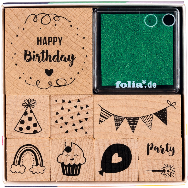 Holzstempel-Set Happy Birthday 9er-Pack in der Gruppe Basteln & Hobby / Hobbyzubehör / Stempel bei Pen Store (131612)