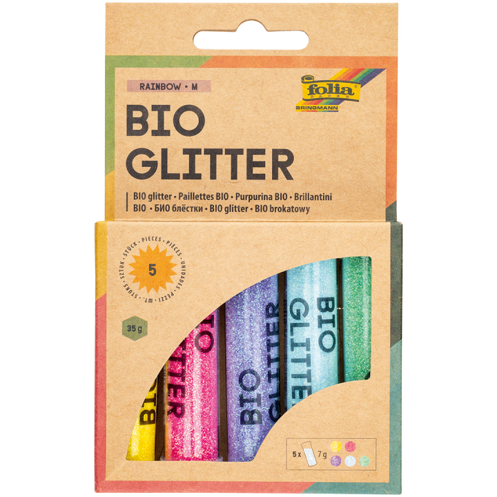 Bio Glitter Mix Rainbow 5er-Pack in der Gruppe Kids / Spaß und Lernen / Bastelmaterial für Kinder / Glitzer und pailletten bei Pen Store (131639)