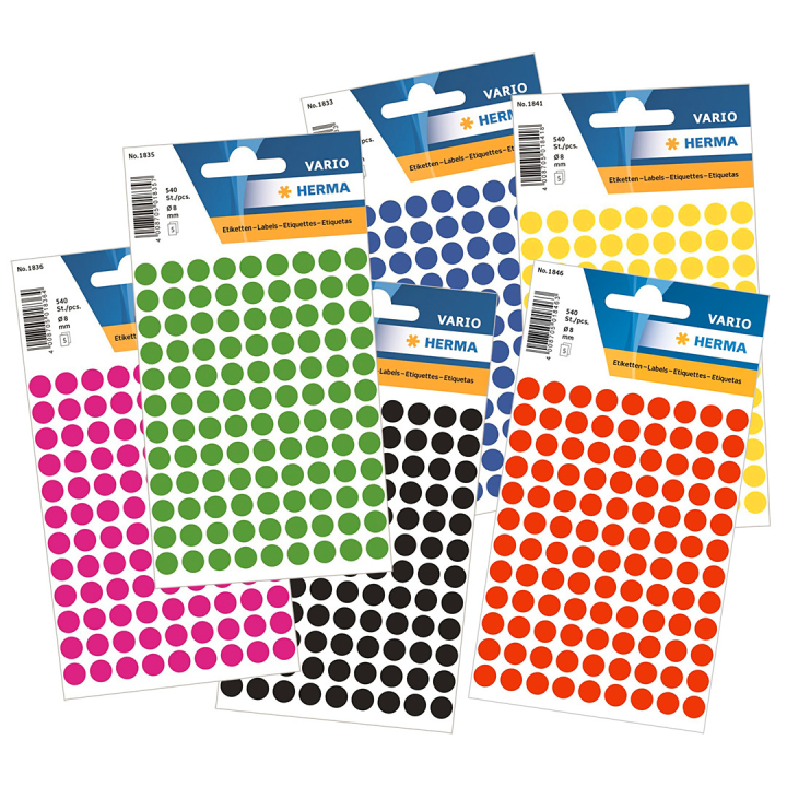 Farbpunkte Rund Ø8mm 540er-Pack in der Gruppe Basteln & Hobby / Organisieren / Heimbüro bei Pen Store (131886_r)