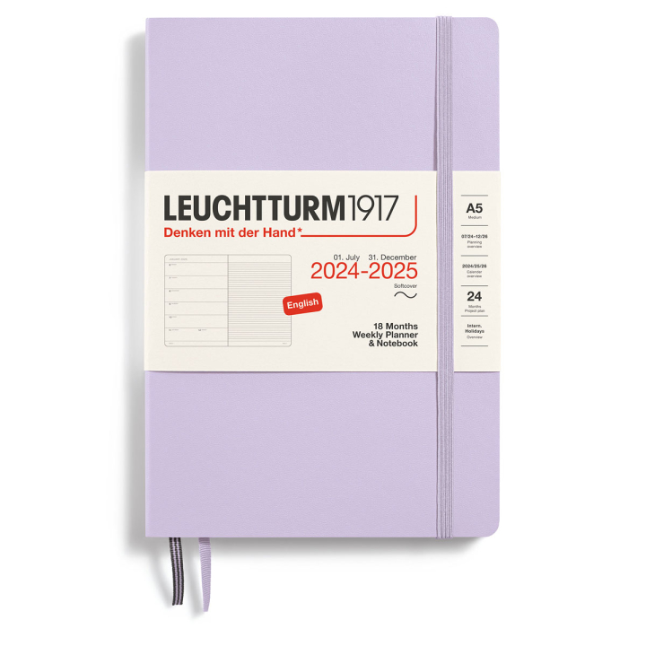 Kalender 18M Weekly Planner & Notebook Soft Cover A5 Lilac in der Gruppe Papier & Blöcke / Kalender und Terminkalender / 18 Monate Tageskalender bei Pen Store (132571)