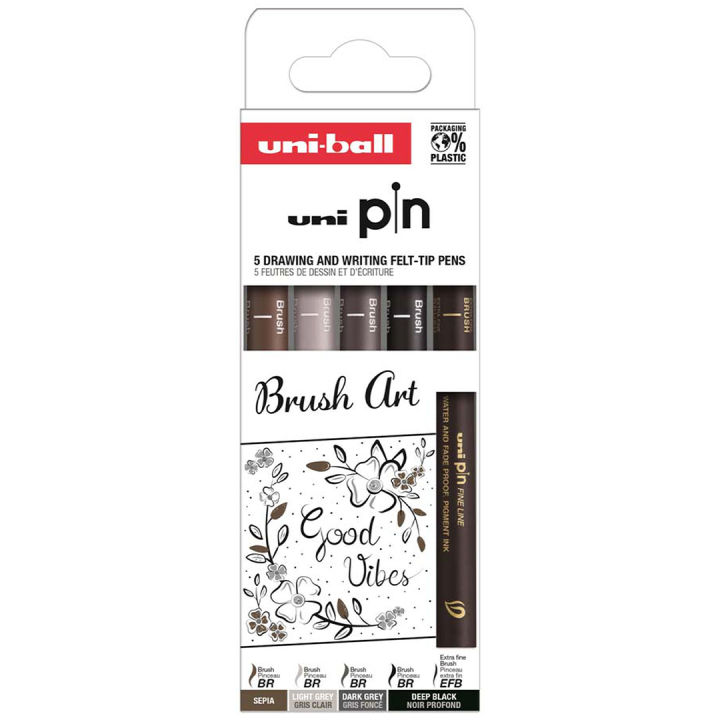 Pin Fineliner 5er-Set Brush Art in der Gruppe Stifte / Künstlerstifte / Pinselstifte bei Pen Store (132723)