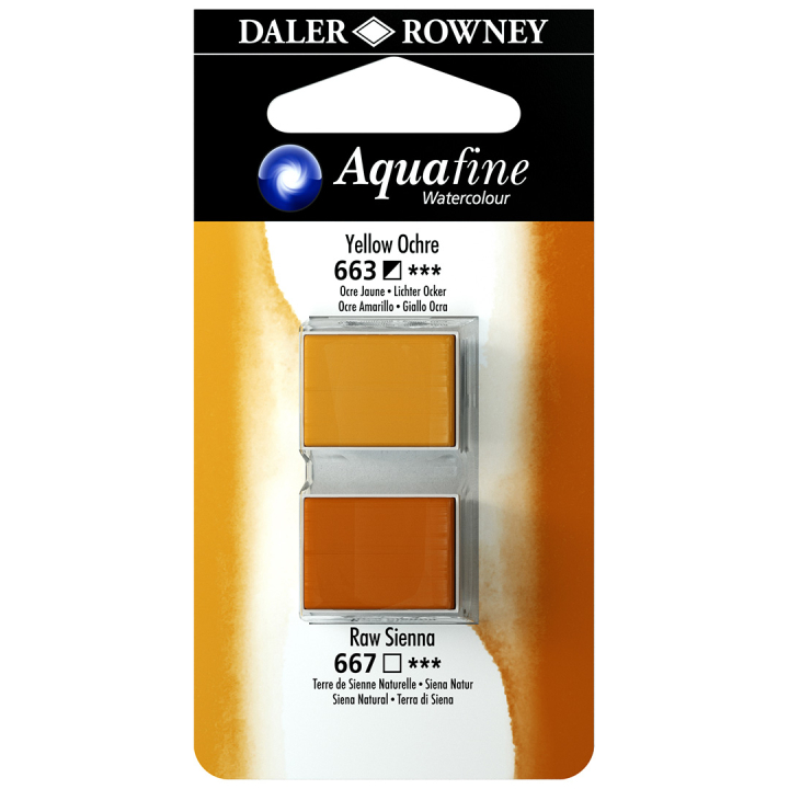 Aquarelle Half-pan Duo Yellow Ochre/Raw Sienna in der Gruppe Künstlerbedarf / Künstlerfarben / Aquarell / Aquarellfarbe im Napf bei Pen Store (132904)