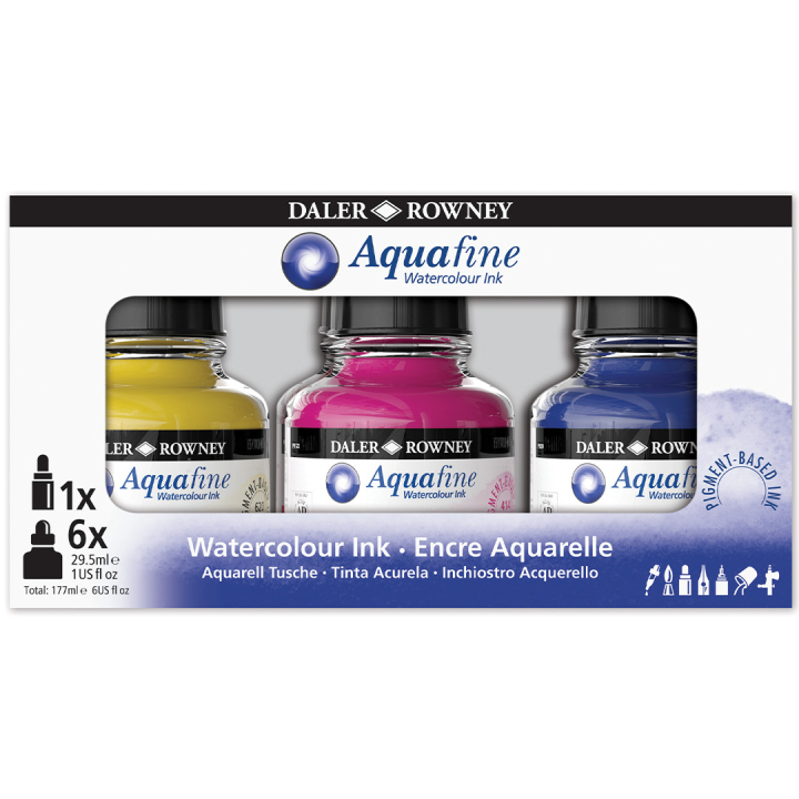 Intro Ink Aquarelle set 6x29,5 ml in der Gruppe Künstlerbedarf / Künstlerfarben / Aquarell bei Pen Store (132932)