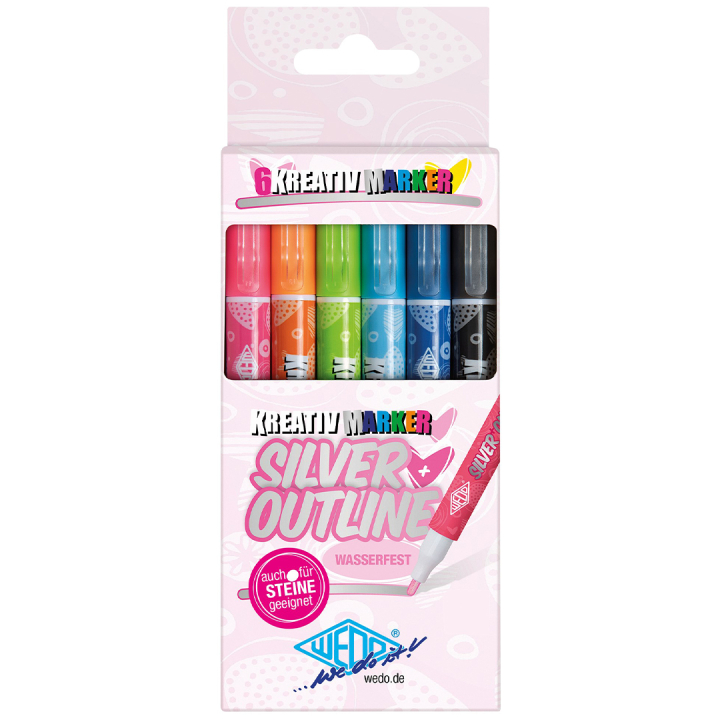 Creative Outline Markers 6er-Pack Silber in der Gruppe Stifte / Künstlerstifte / Filzstifte bei Pen Store (133006)