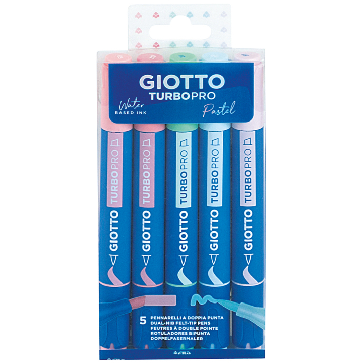 Turbo Pro Dual Tip Marker Pen 5er-Set Pastel in der Gruppe Stifte / Künstlerstifte / Aquarellmarkers bei Pen Store (135470)