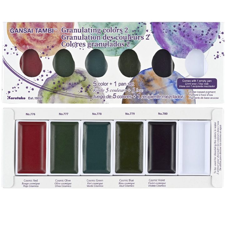Gansai Tambi Akvarell 5er-set Granulating Colors 2 in der Gruppe Künstlerbedarf / Künstlerfarben / Aquarell / Aquarellfarbe im Napf bei Pen Store (135537)