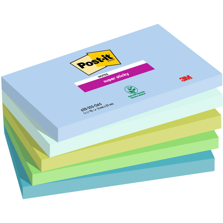 Post-it Super Sticky 76x127 Farbmix Oasis 5er-Pack in der Gruppe Papier & Blöcke / Schreiben und Notizen / Post-it und Notizblöcke bei Pen Store (135717)