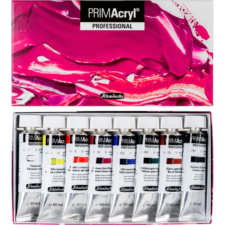 PRIMAcryl Acrylfarbe 60 ml 8er-Set in der Gruppe Künstlerbedarf / Künstlerfarben / Acrylfarbe bei Pen Store (136012)