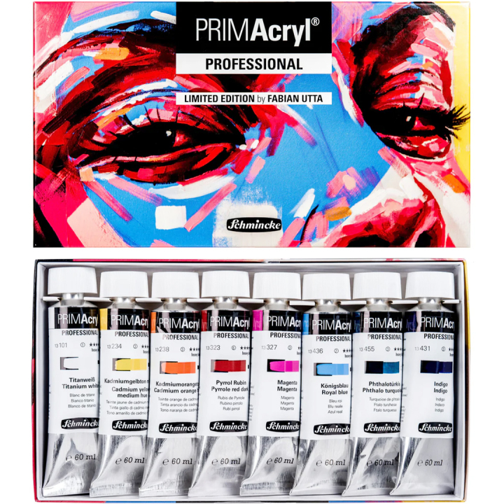 PRIMAcryl Acrylfarbe 60 ml 8er-Set Fabian Utta in der Gruppe Künstlerbedarf / Künstlerfarben / Acrylfarbe bei Pen Store (136013)