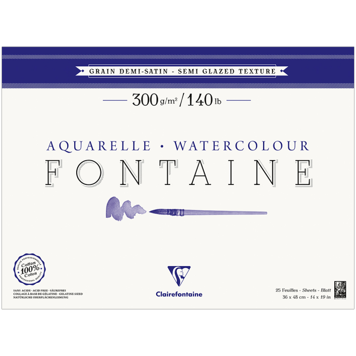 Fontaine Aquarellblock Semi-Glazed 36x48 cm 300g in der Gruppe Papier & Blöcke / Künstlerblöcke / Aquarellpapier bei Pen Store (136161)