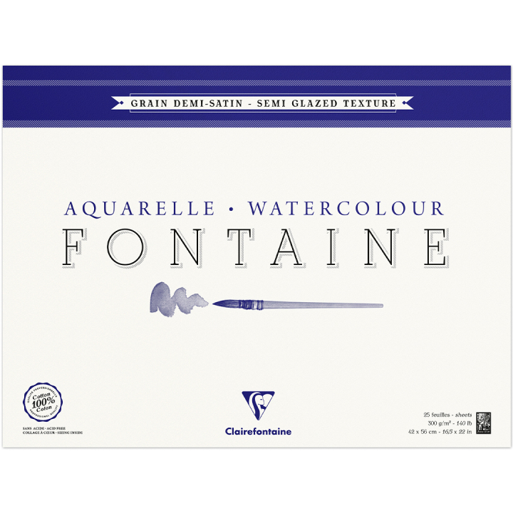 Fontaine Aquarellblock Semi-Glazed 42x56 cm 300g in der Gruppe Papier & Blöcke / Künstlerblöcke / Aquarellpapier bei Pen Store (136162)