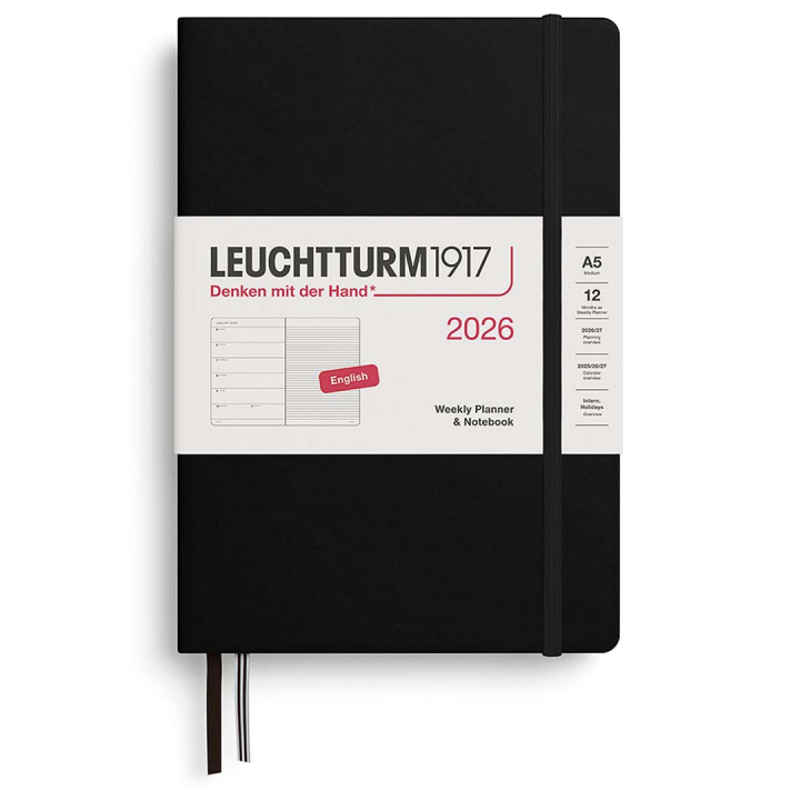 Kalender Weekly Planner & Notebook 2026 A5 Black in der Gruppe Papier & Blöcke / Kalender und Terminkalender / 12 Monate Tageskalender bei Pen Store (136217)