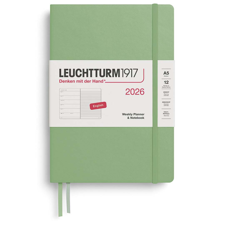Kalender Weekly Planner & Notebook 2026 A5 Sage in der Gruppe Papier & Blöcke / Kalender und Terminkalender / 12 Monate Tageskalender bei Pen Store (136223)
