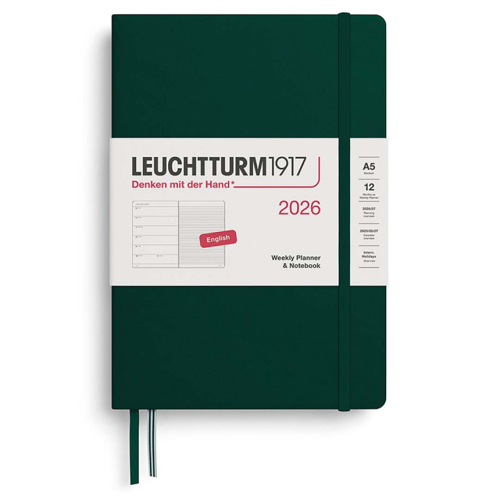 Kalender Weekly Planner & Notebook 2026 A5 Forest Green in der Gruppe Papier & Blöcke / Kalender und Terminkalender / 12 Monate Tageskalender bei Pen Store (136225)