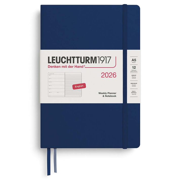 Kalender Weekly Planner & Notebook 2026 A5 Navy in der Gruppe Papier & Blöcke / Kalender und Terminkalender / 12 Monate Tageskalender bei Pen Store (136228)
