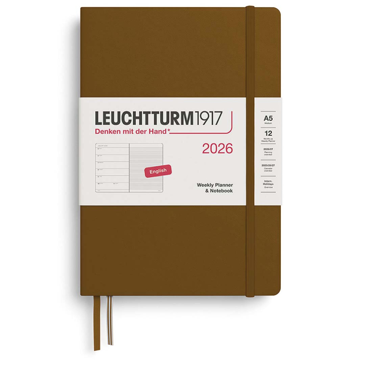 Kalender Weekly Planner & Notebook 2026 A5 Spice Brown in der Gruppe Papier & Blöcke / Kalender und Terminkalender / 12 Monate Tageskalender bei Pen Store (136229)