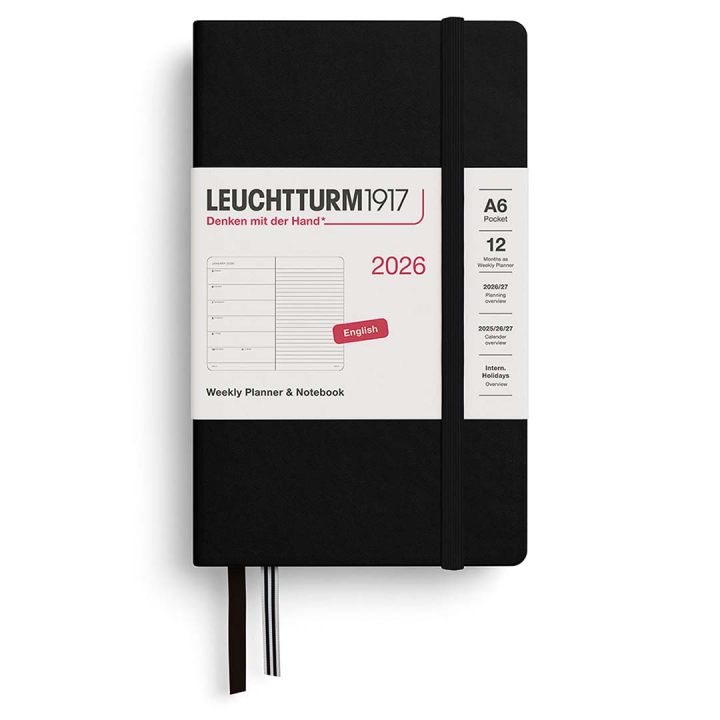 Kalender Weekly Planner & Notebook 2026 A6 Black in der Gruppe Papier & Blöcke / Kalender und Terminkalender / 12 Monate Tageskalender bei Pen Store (136230)