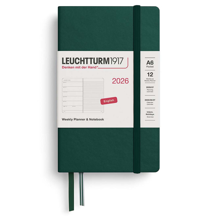 Kalender Weekly Planner & Notebook 2026 A6 Forest Green in der Gruppe Papier & Blöcke / Kalender und Terminkalender / 12 Monate Tageskalender bei Pen Store (136235)