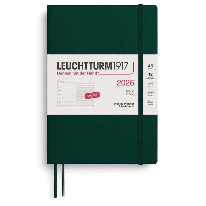Kalender Weekly Planner & Notebook 2026 A5 Soft Cover Forest Green in der Gruppe Papier & Blöcke / Kalender und Terminkalender / 12 Monate Tageskalender bei Pen Store (136246)