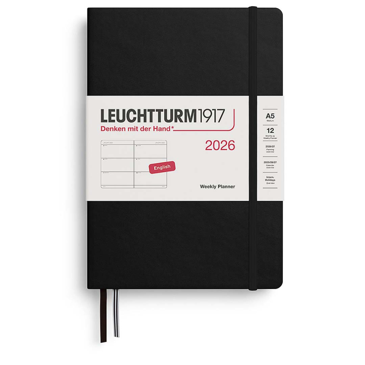 Kalender Weekly Planner 2026 A5 Black in der Gruppe Papier & Blöcke / Kalender und Terminkalender / 12 Monate Tageskalender bei Pen Store (136251)
