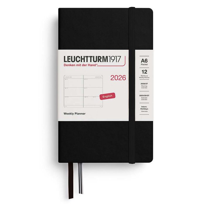 Kalender Weekly Planner 2026 A6 Black in der Gruppe Papier & Blöcke / Kalender und Terminkalender / 12 Monate Tageskalender bei Pen Store (136259)