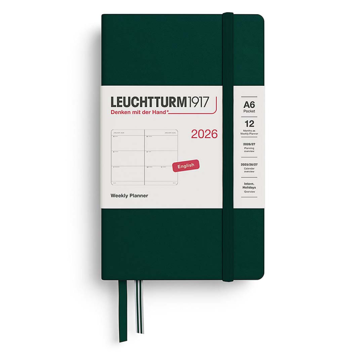 Kalender Weekly Planner 2026 A6 Forest Green in der Gruppe Papier & Blöcke / Kalender und Terminkalender / 12 Monate Tageskalender bei Pen Store (136264)