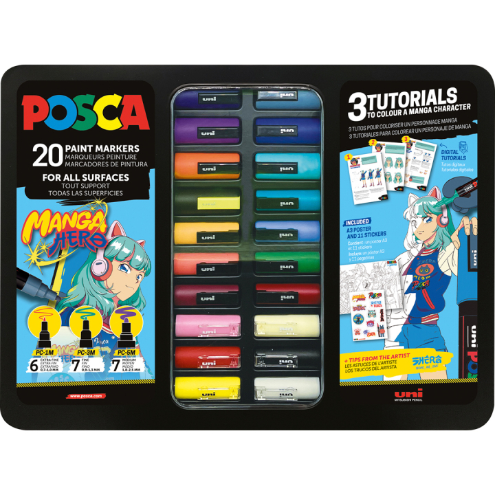 Posca Manga Hero 20-er Set in der Gruppe Stifte / Künstlerstifte / Acrylmarker bei Pen Store (136281)