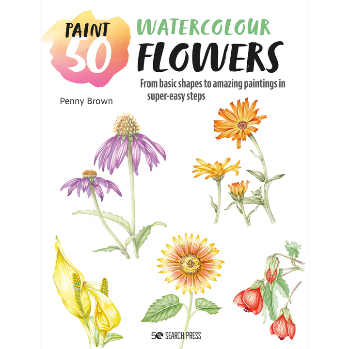 Paint 50: Watercolour Flowers in der Gruppe Basteln & Hobby / Bücher / Lehrbücher bei Pen Store (136318)