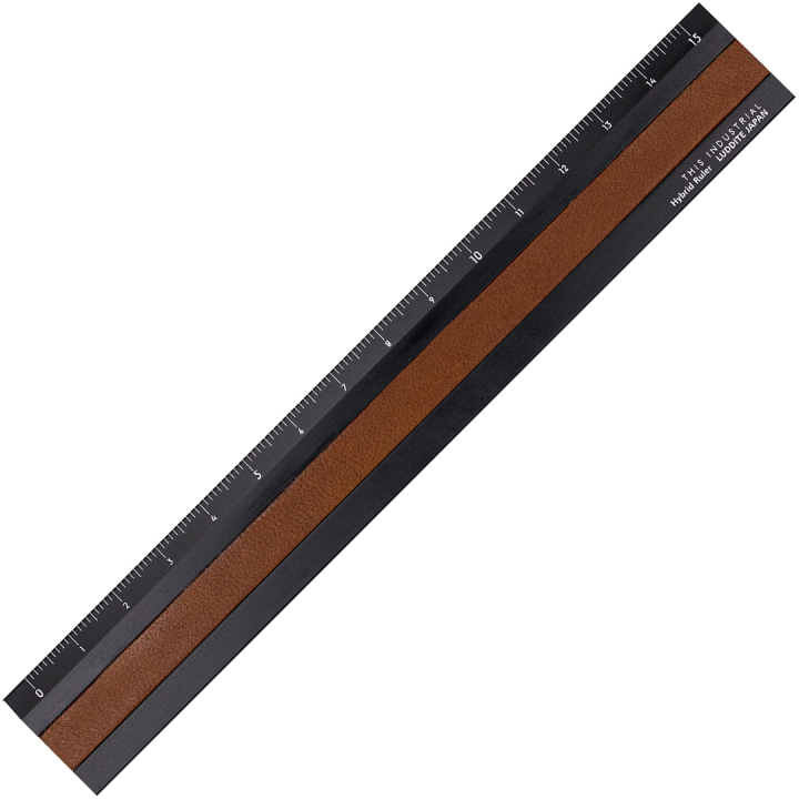 Lineal Aluminium/Leder 15 cm Black/Camel in der Gruppe Basteln & Hobby / Hobbyzubehör / Lineale bei Pen Store (136443)