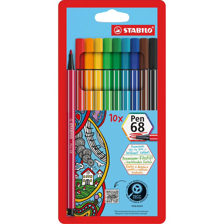 Pen 68 Fasermaler 10er-Pack in der Gruppe Stifte / Künstlerstifte / Filzstifte bei Pen Store (136788)