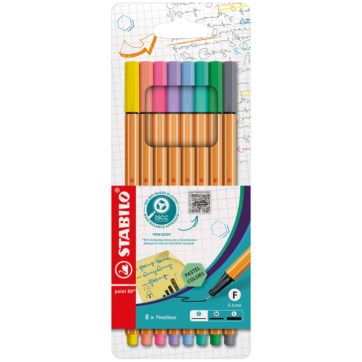 Point 88 Fineliner 8er-Pack Pastell in der Gruppe Kundsegment / Kundsegment Art bei Pen Store (136797)