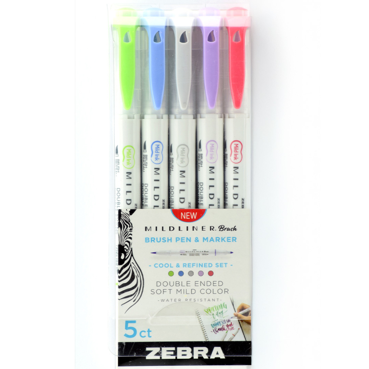 Mildliner Brush 5-pack Cool & Refined set in der Gruppe Stifte / Künstlerstifte / Pinselstifte bei Pen Store (137265)