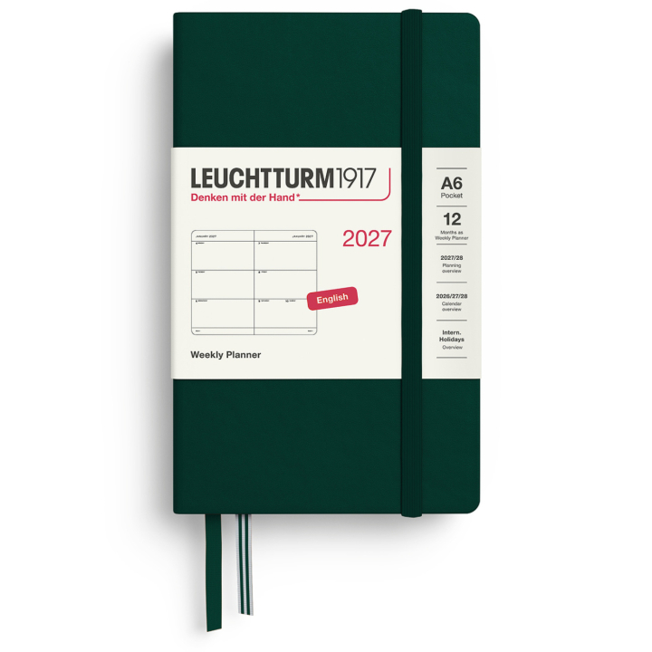 Kalender Weekly Planner 2027 A6 Forest Green in der Gruppe Papier & Blöcke / Kalender und Terminkalender / 12 Monate Tageskalender bei Pen Store (137484)