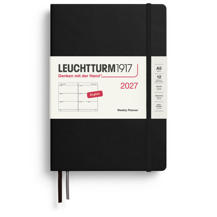 Kalender Weekly Planner 2027 A5 Black in der Gruppe Papier & Blöcke / Kalender und Terminkalender / 12 Monate Tageskalender bei Pen Store (137486)