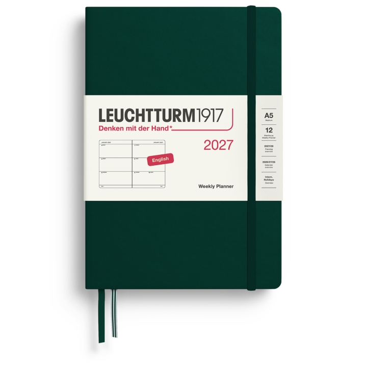 Kalender Weekly Planner 2027 A5 Forest Green in der Gruppe Papier & Blöcke / Kalender und Terminkalender / 12 Monate Tageskalender bei Pen Store (137491)