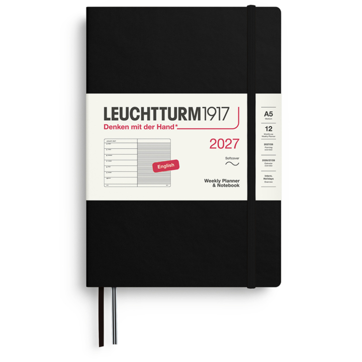 Kalender Weekly Planner & Notebook 2027 A5 Soft Cover Black in der Gruppe Papier & Blöcke / Kalender und Terminkalender / 12 Monate Tageskalender bei Pen Store (137493)