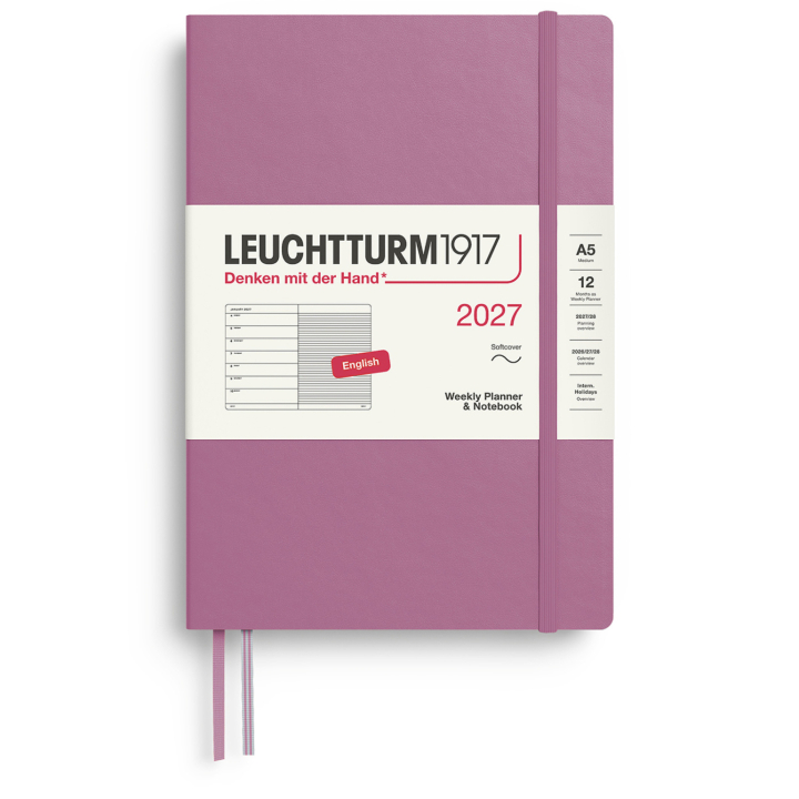 Kalender Weekly Planner & Notebook 2027 A5 Soft Cover Dusty Rose in der Gruppe Papier & Blöcke / Kalender und Terminkalender / 12 Monate Tageskalender bei Pen Store (137495)