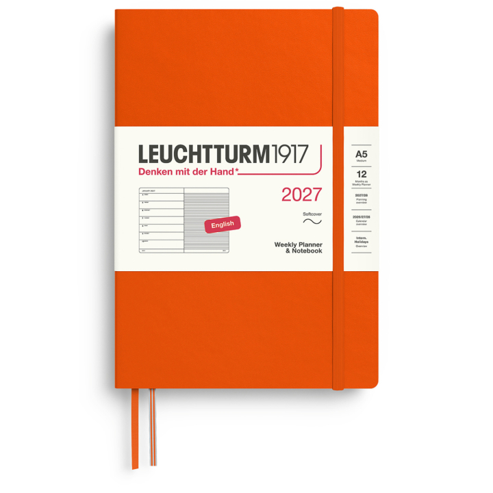 Kalender Weekly Planner & Notebook 2027 A5 Soft Cover Pumpkin in der Gruppe Papier & Blöcke / Kalender und Terminkalender / 12 Monate Tageskalender bei Pen Store (137498)