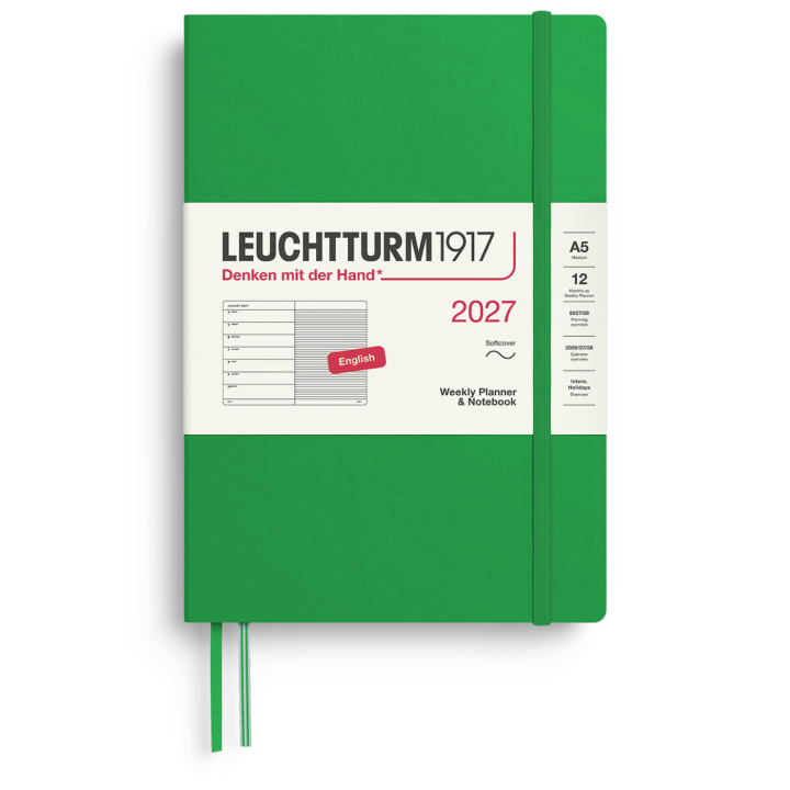 Kalender Weekly Planner & Notebook 2027 A5 Soft Cover Spring Leaf in der Gruppe Papier & Blöcke / Kalender und Terminkalender / 12 Monate Tageskalender bei Pen Store (137501)