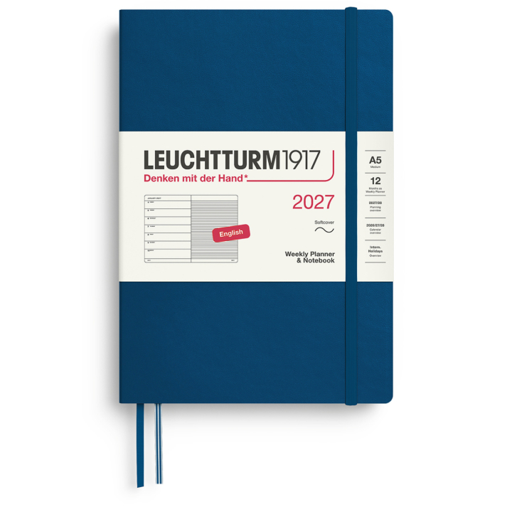 Kalender Weekly Planner & Notebook 2027 A5 Soft Cover Indigo in der Gruppe Papier & Blöcke / Kalender und Terminkalender / 12 Monate Tageskalender bei Pen Store (137503)