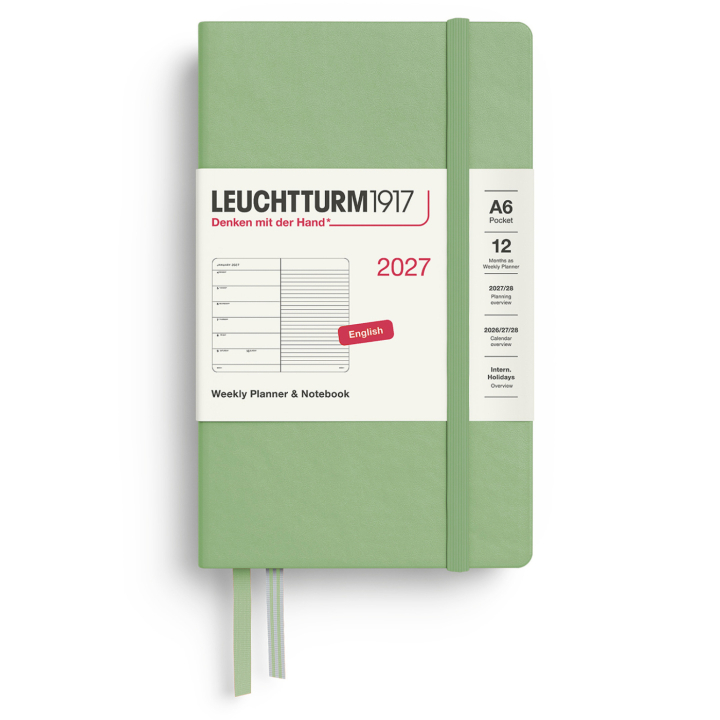 Kalender Weekly Planner & Notebook 2027 A6 Sage in der Gruppe Papier & Blöcke / Kalender und Terminkalender / 12 Monate Tageskalender bei Pen Store (137509)