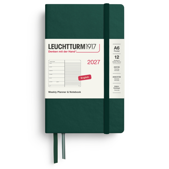 Kalender Weekly Planner & Notebook 2027 A6 Forest Green in der Gruppe Papier & Blöcke / Kalender und Terminkalender / 12 Monate Tageskalender bei Pen Store (137510)