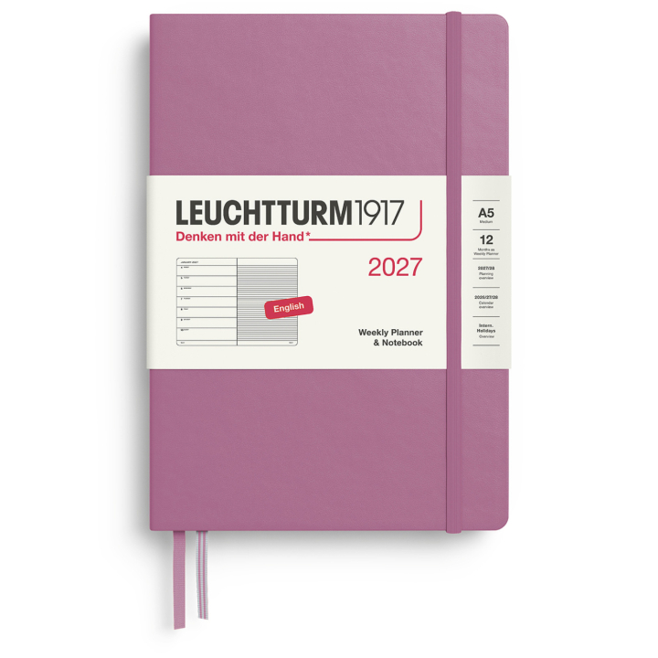 Kalender Weekly Planner & Notebook 2027 A5 Dusty Rose in der Gruppe Papier & Blöcke / Kalender und Terminkalender / 12 Monate Tageskalender bei Pen Store (137514)
