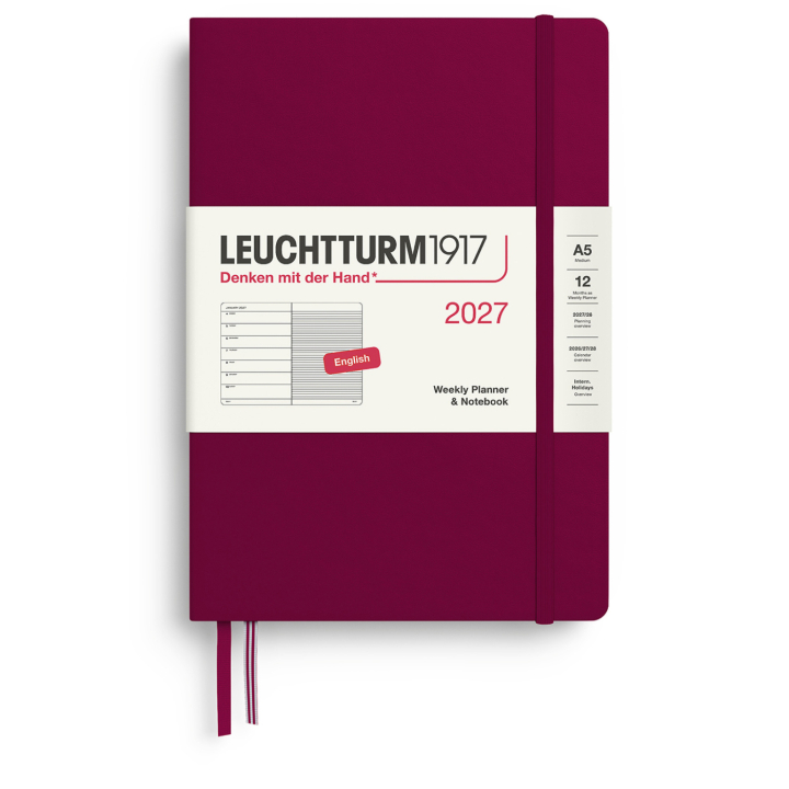Kalender Weekly Planner & Notebook 2027 A5 Port Red in der Gruppe Papier & Blöcke / Kalender und Terminkalender / 12 Monate Tageskalender bei Pen Store (137515)